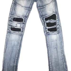 Men's Light Blue Distressed Skinny Jeans